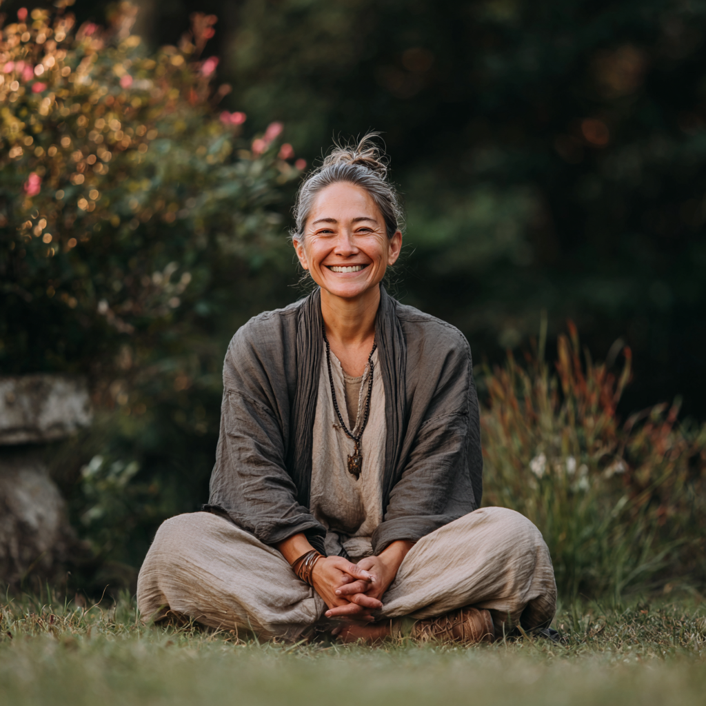 Группа людей различных возрастов казахской национальности занимается йогой в студии, все выглядят здоровыми, гибкими и радостными, демонстрируя результаты регулярной практики